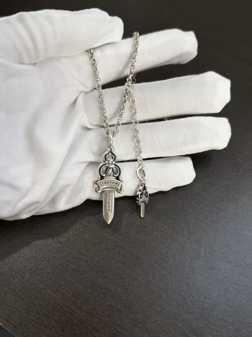 Chrome Hearts Silver Sword Pendant Necklace